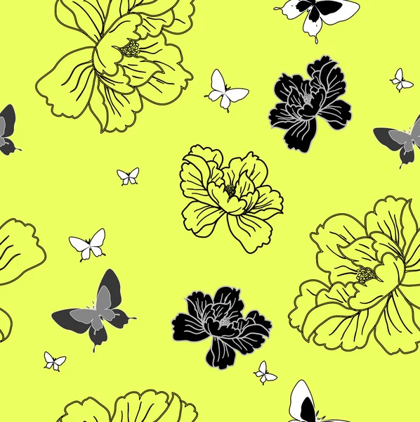 mariposas y flores de papel tapiz transparente — Foto stock ...