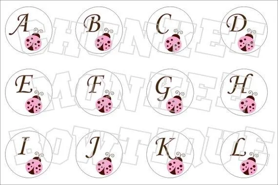 Marrón y rosa pequeña mariquita alfabeto por chunkeemonkeebow