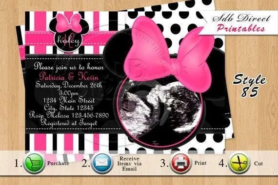 Minnie Mouse Baby Shower Invitation Minnie por YellowFieldsDesigns