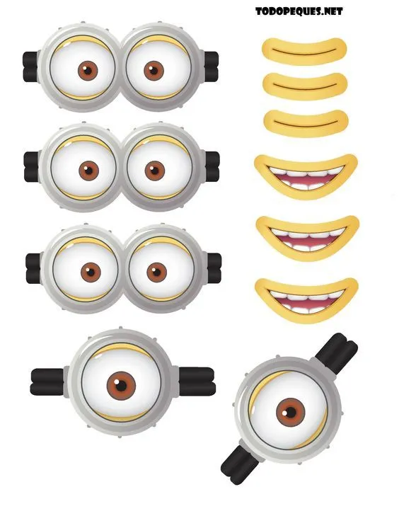 Moldes de ojos y bocas de Minions para imprimir gratis | Anniversaire  minions, Fête thème minions, Yeux monstres