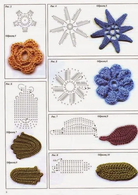 El mundo de Mariax: Flores y hojas a crochet. 7.
