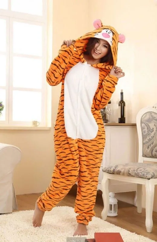 New Adult Fleece Lovely Tiger Pyjamas Pajamas Sleepsuit sleepwear ...