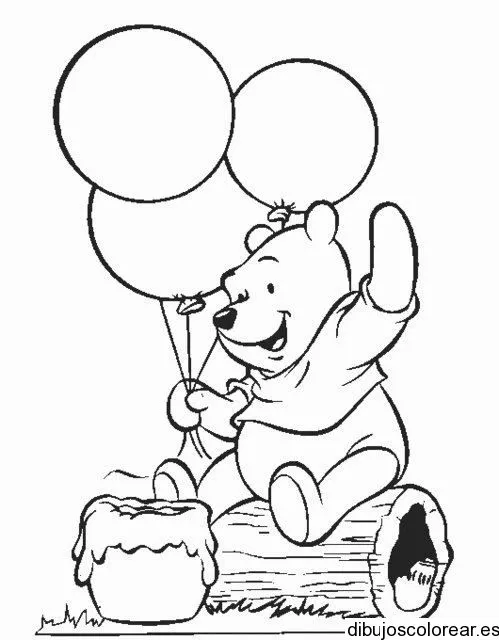 Dibujo de Winnie Poh con globos | Dibujos para Colorear