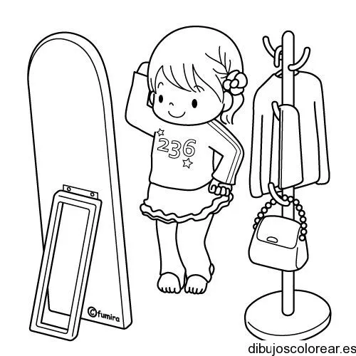 Dibujo de niña en el espejo | Dibujos para Colorear