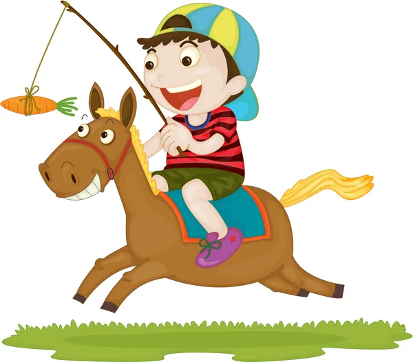 Un niño montado en un caballo — Vector stock © interactimages #9961188