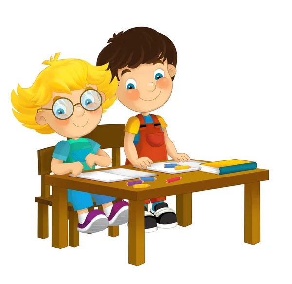 Niños de dibujos animados sentado - aprendizaje — Foto stock ...