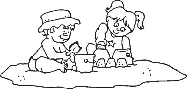 Dibujos de niños jugando en la playa para colorear - Imagui