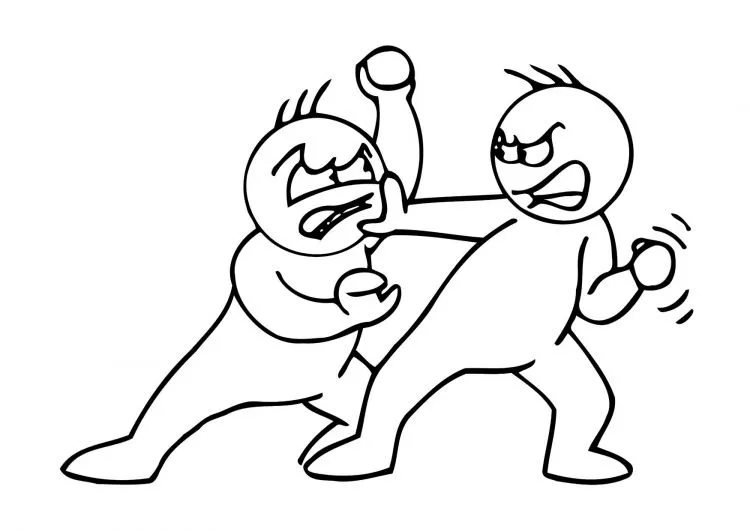 Dibujo para colorear dos niños peleando - Imagui