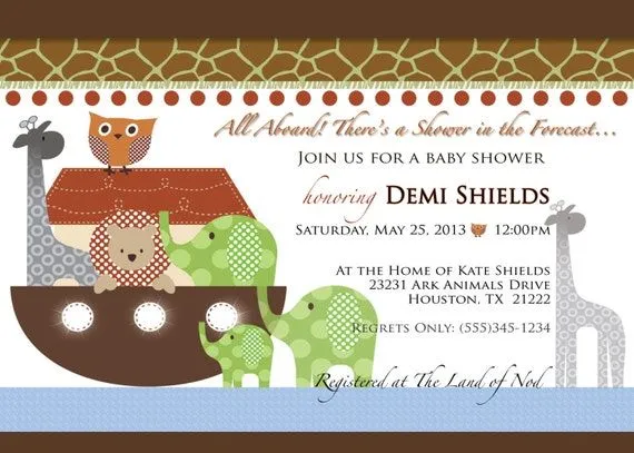 Noah's Ark Baby Shower Invitation por TamilynGardnerStudio en Etsy