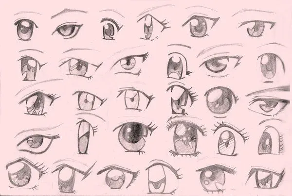 Ojos para dibujar a lapiz anime - Imagui