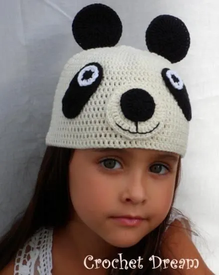 panda , gorro para niña tejido a crochet - artesanum com ...