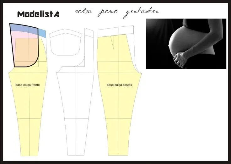 pantalon pour femme enceinte - Calça gestante | Patrones ...