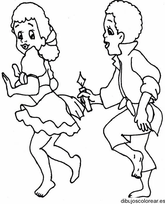 Dibujo de dos niños bailando | Dibujos para Colorear