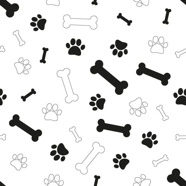 Patrón de perros en estilo garabato con huesos y patas sobre fondo blanco  ilustración de vector de garabato lindo patrón sin costuras para niños  imprimir | Vector Premium