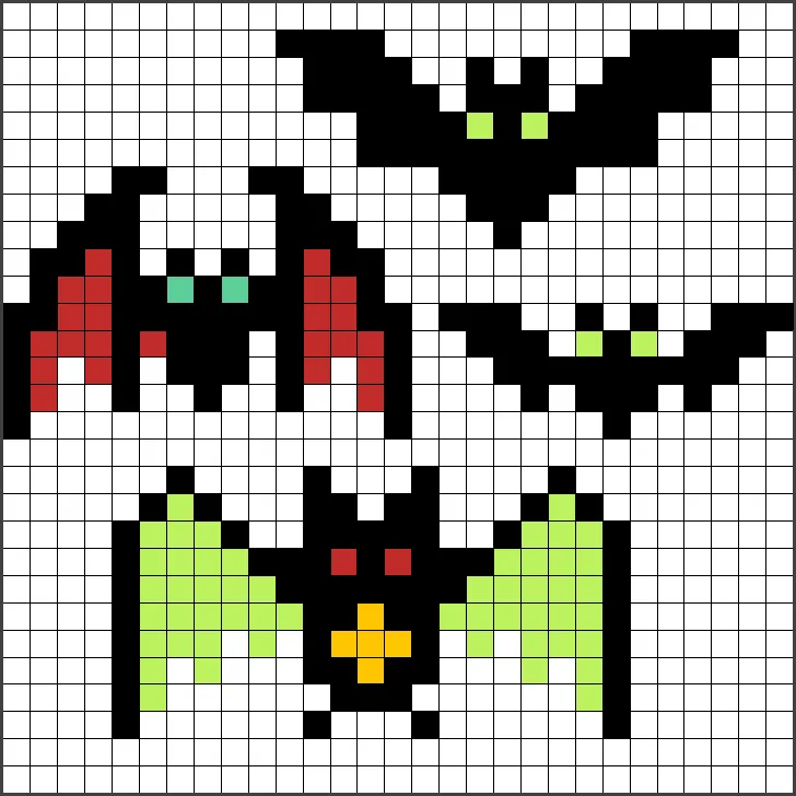 ▷ Patrones Hama Beads Halloween Murciélagos 【Pixel Real 】