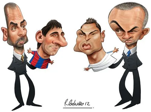 Pep y Messi vs Mou y Ronaldo" por Ricardo Galvao | CARICATURAS DE ...