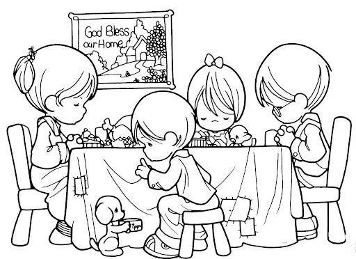 Muy bella imagen de una familia orando antes de comer, espero que les ...