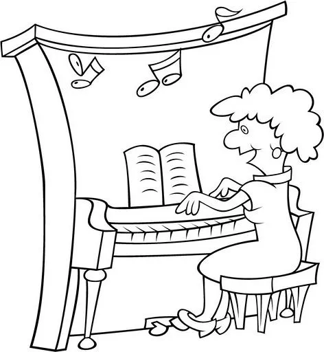 Pinto Dibujos: Maestra de piano para colorear