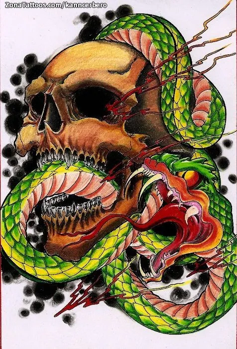 Plantilla/Diseño Tatuaje de kanncerbero - Calaveras Serpientes ...