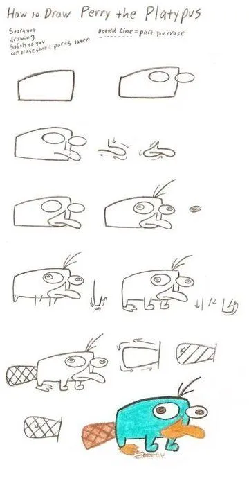 De todo un poco: Como dibujar a perry el Ornitorrinco