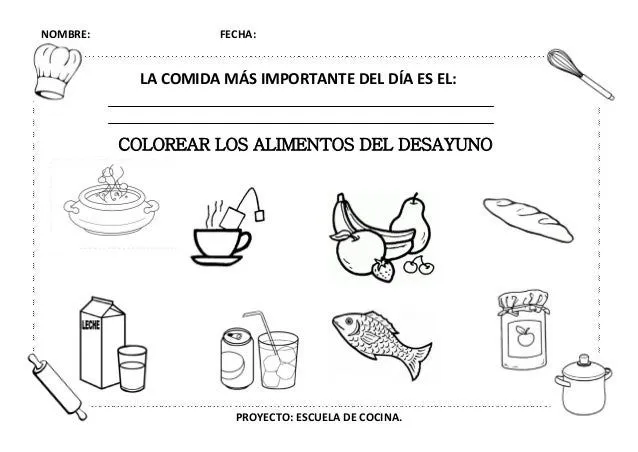 Proyecto "Escuela de cocina", fichas y otros recursos