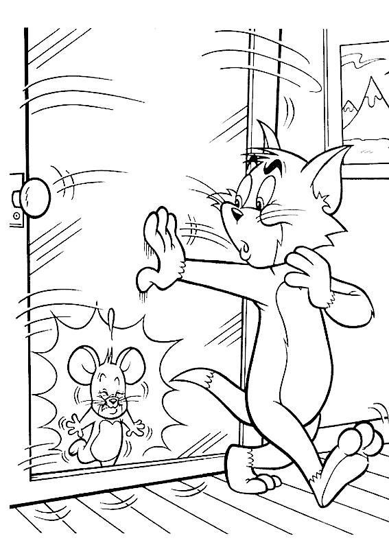 Tom y Jerry Puerta para colorear