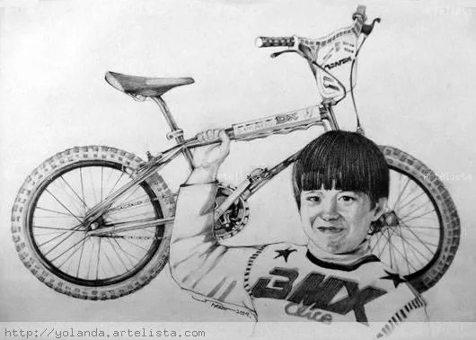Retrato de bici con niño yolanda prado millán - Artelista.com