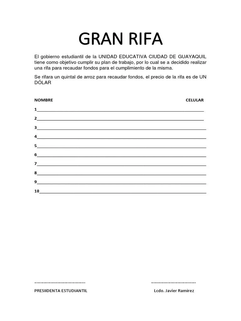 Gran Rifa Estudiantil | PDF