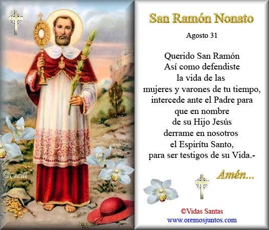 Rincón de la Oración: Estampas Oraciones de San Ramón Nonato