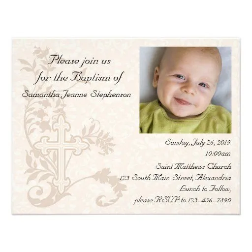 Invitación del bautismo de la foto del bebé de Zazzle.