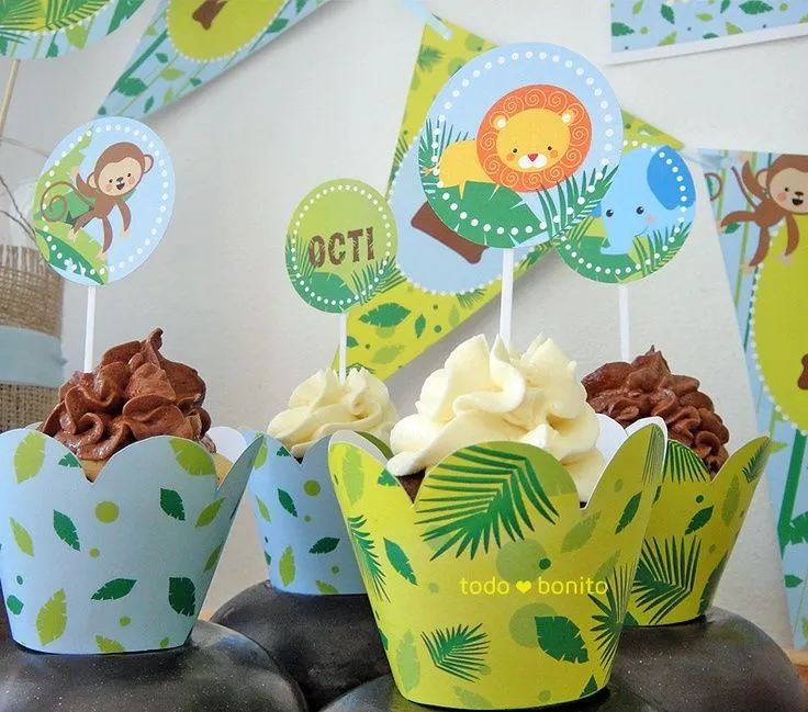 Selva niños: decoración de fiesta imprimible | Cupcakes y galletas ...
