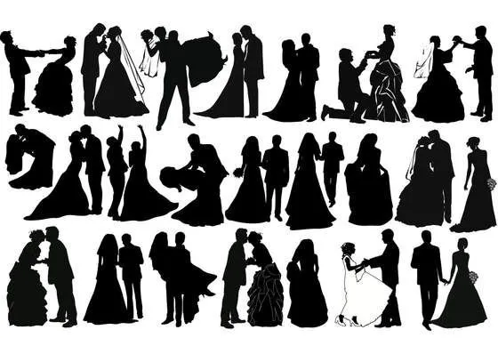 Siluetas de novias y novios #vectores | Dibujos | Pinterest | Nova