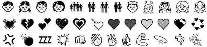 Símbolos, signos y caracteres Unicode Emoji en la fuente Symbola
