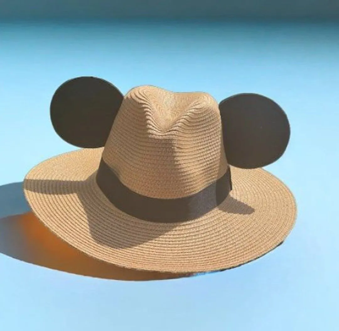 Sombrero de Paja con Orejas de Ratón inspirado en Disney - Etsy México
