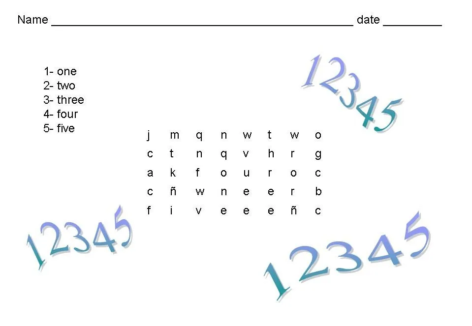 Sopa de letras con numeros - Imagui