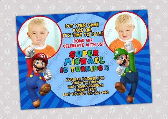 Super Mario Bros Birthday Party Invitation por CreativePartyPixels