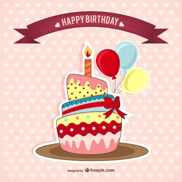 Tarjeta de cumpleaños con pastel | Descargar Vectores gratis