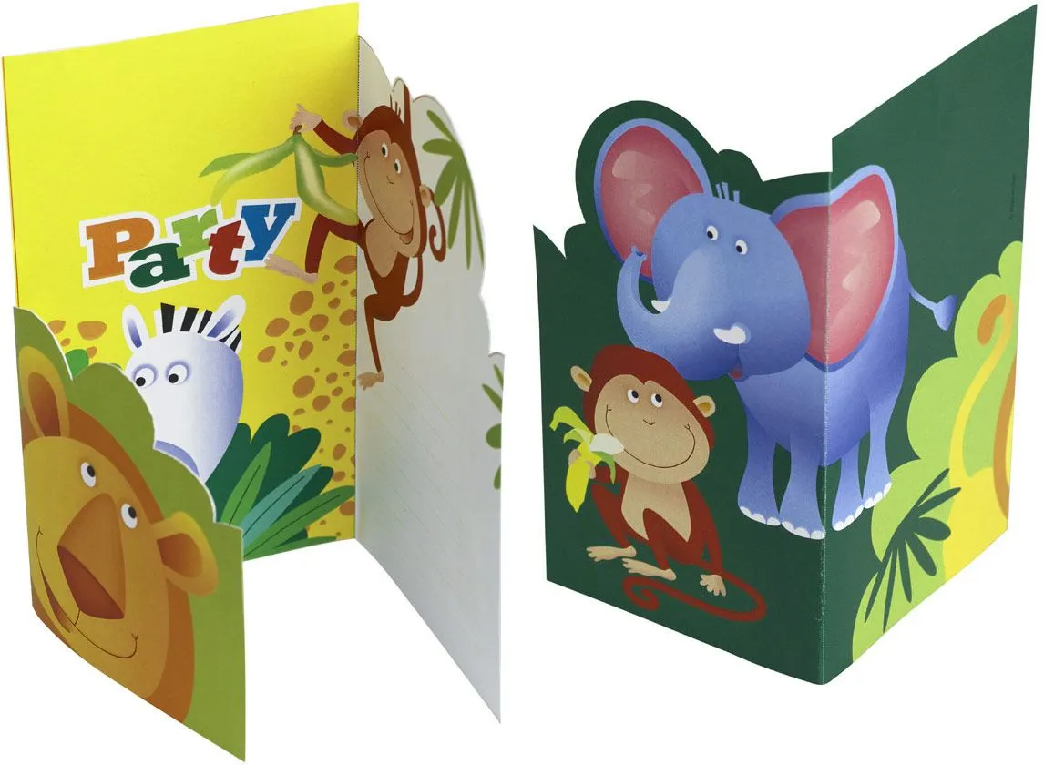 6 tarjetas de invitación estilo safari