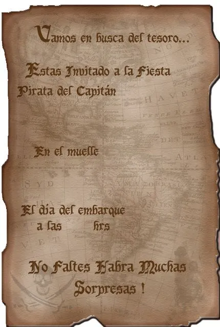 Tarjetas de invitación de piratas - Imagui