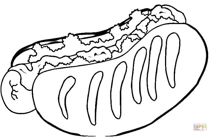 Tasty Hot Dog Coloring page | Free Printable Coloring Pages