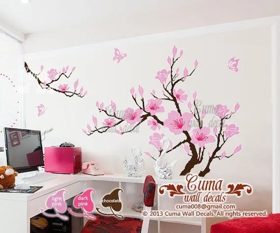 flower wall decals cherry blossom Vinyl wall decals tree by cuma