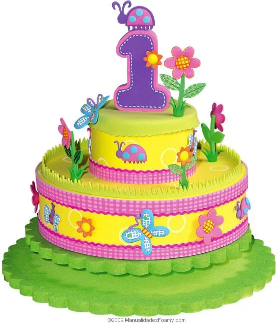 Torta de goma eva para cumpleaños infantil ~ Portal de Manualidades