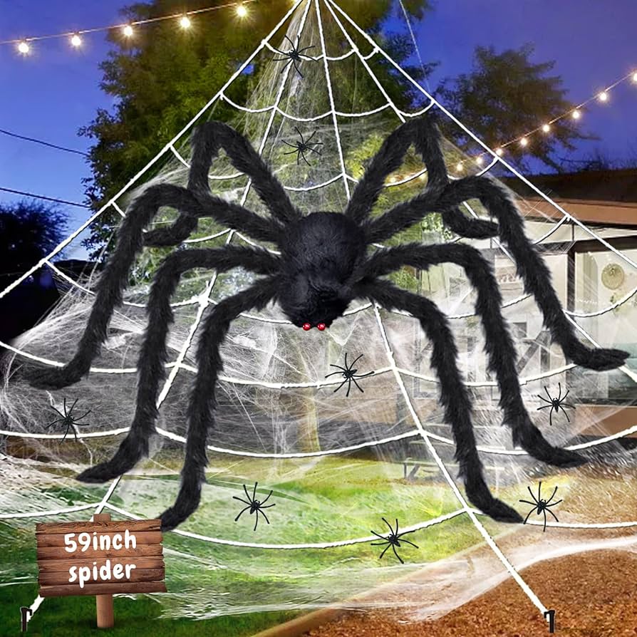 UNGLINGA Giant Yard - Decoración de Halloween para exteriores, diseño de  telaraña, triangular, 4,9 x 5,2 m, con araña grande de 50 pulgadas y  telarañas elásticas : Amazon.com.mx: Jardín