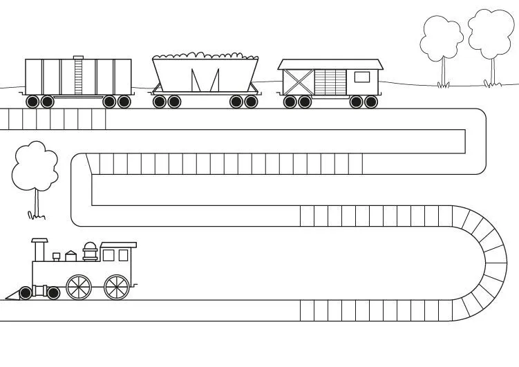 con vagones: dibujo para colorear e imprimir