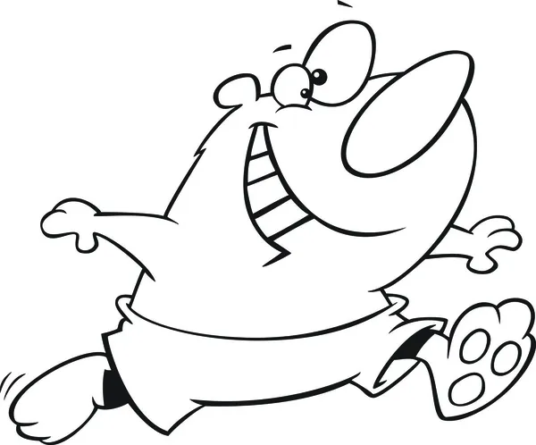 Vector de dibujos animados oso feliz corriendo en traje de baño ...