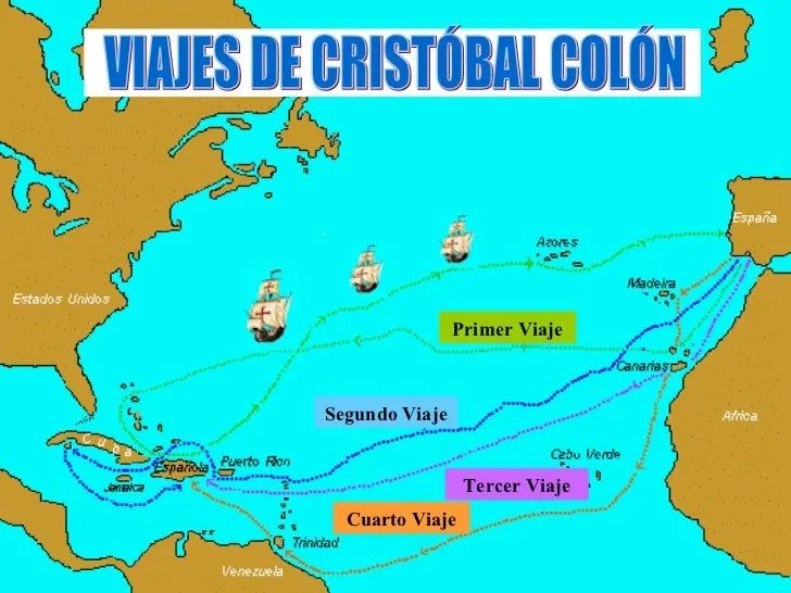 Los 4 viajes de cristobal colon mapa - Imagui