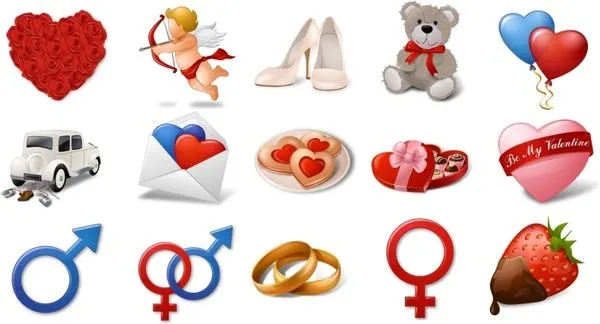 Vista Iconos de amor ambientada paquete de iconos los iconos de ...