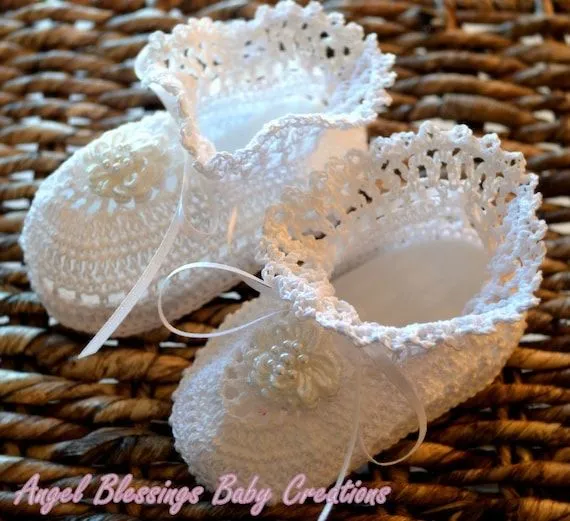 Zapatos de Bautizo Para Bebes Botitas Blancas por AngelBlessings12