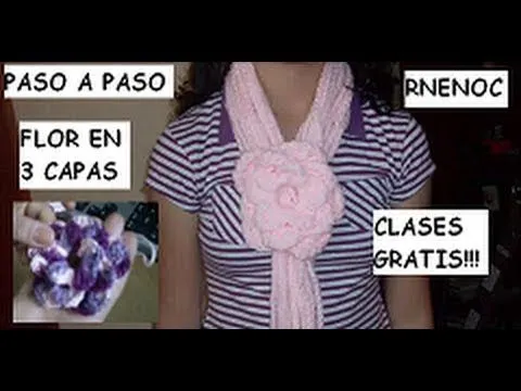 0.24 2 DE 2 COMO TEJER FLOR PARA BUFANDA DECORATIVA GANCHILLO ...