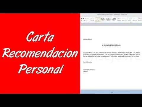 Formatos de cartas de recomendación word - Imagui